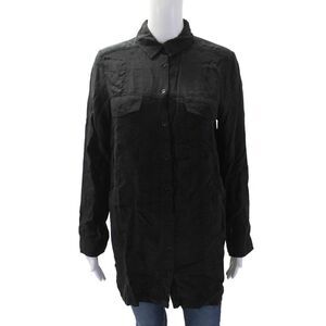 T Alexander Wang Women's Long Sleeves Button Up Tunic Blouse Black Size XS